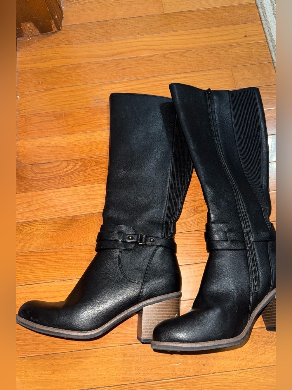 Sonoma Black Mid-Calf Block Heel Women's Boots - Picture 6 of 15